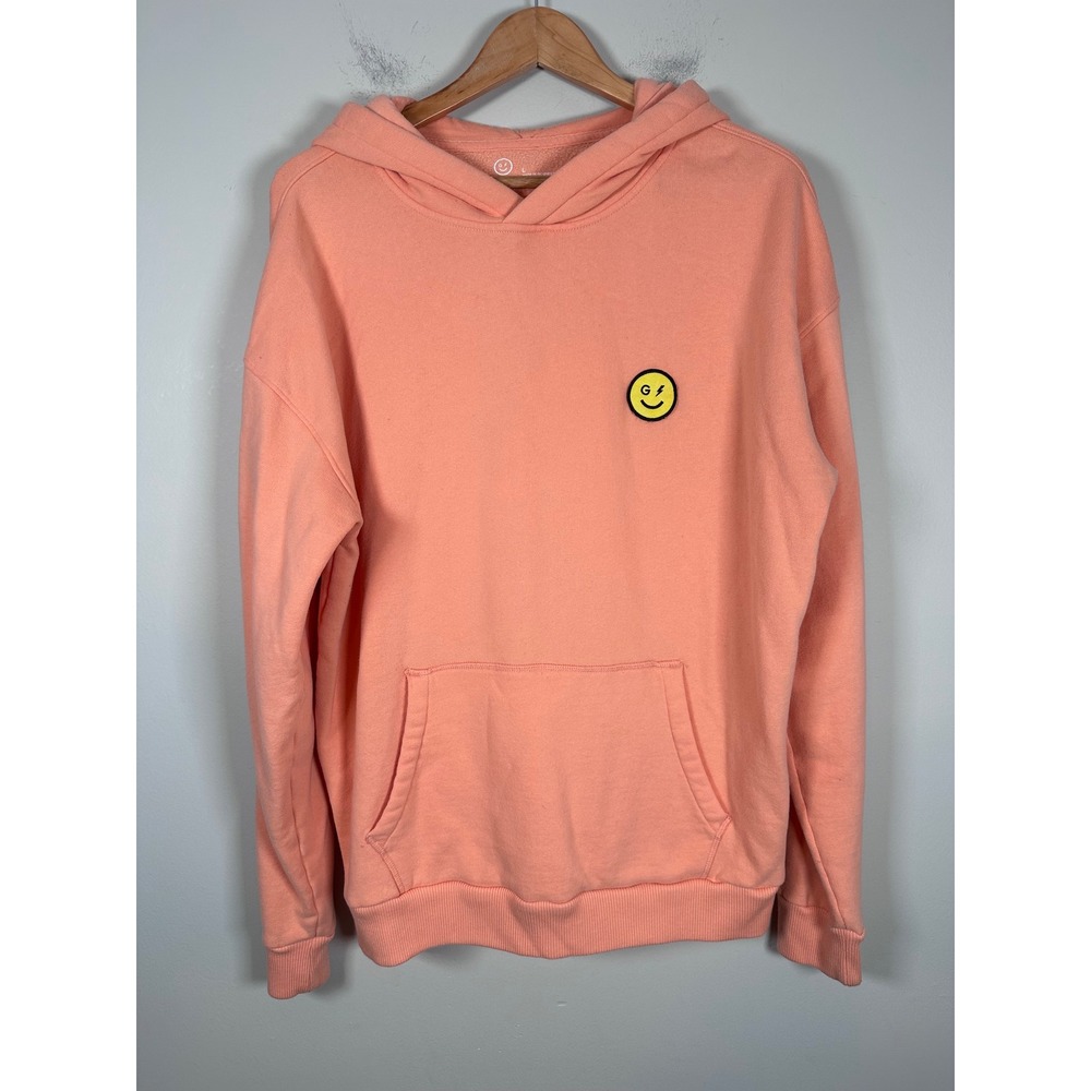 Gilly Hicks Hoodie Women Large Peach Smiley Face Streetwear loungewear